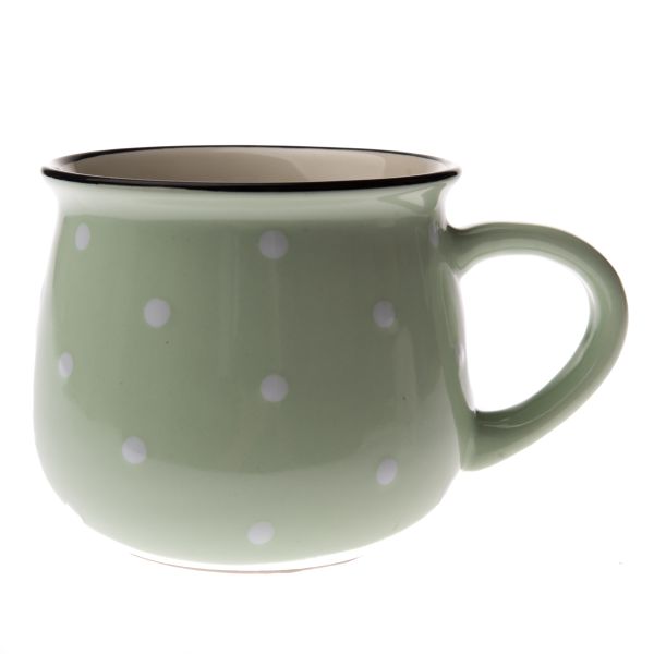 Keramický hrnek zelený s puntíky 770ml
