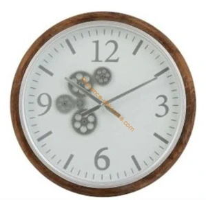 Nástěnné dřevěné hodiny s ozubenými kolečky